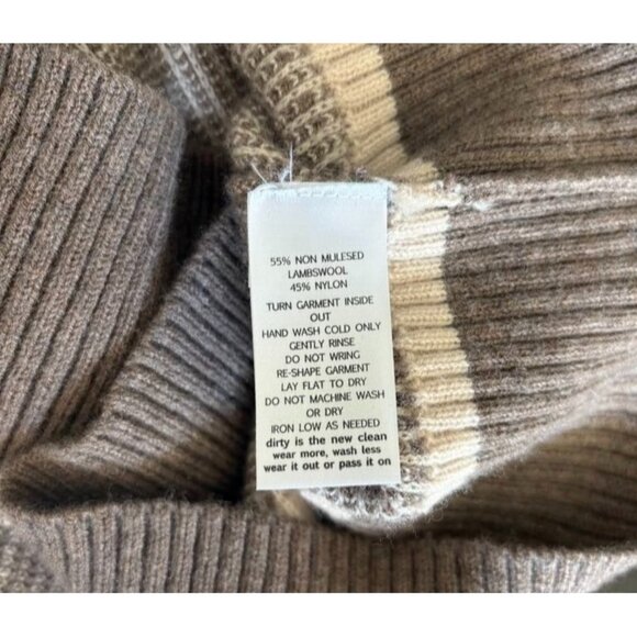 TOAD & CO Mitchell Tunic Sweater Size Medium Brown Lace Up Lambswool Nylon Blend - Picture 7 of 7